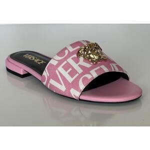VERSACE Gold Medusa Women's Rose/White Sandals 5.5 US (35.5) 1019229 Spain NIB